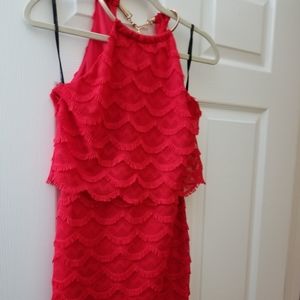 Red dress with chain collar